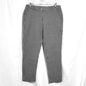 Michael Kors Womens Gingham Black White Check Cropped Length Pants